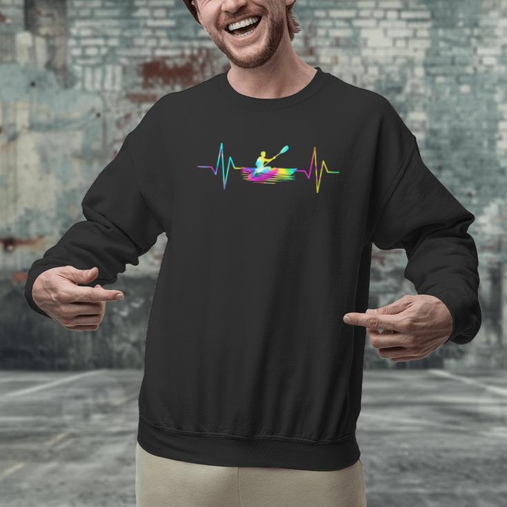 Kayaking Heartbeat Tie Dye Canoe Boating Kayaks Men Graphic Sweatshirt