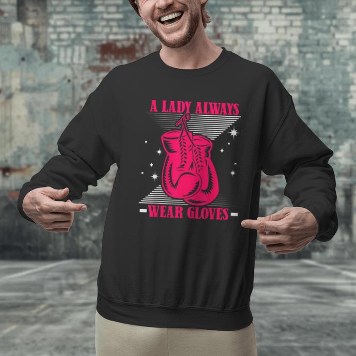 A Lady Always Wear Gloves Kickboxer Fan Muay Thai Boxing Men Graphic Sweatshirt A Lady Always Wear Gloves Kickboxer Fan Muay Thai Boxing Men Graphic Sweatshirt