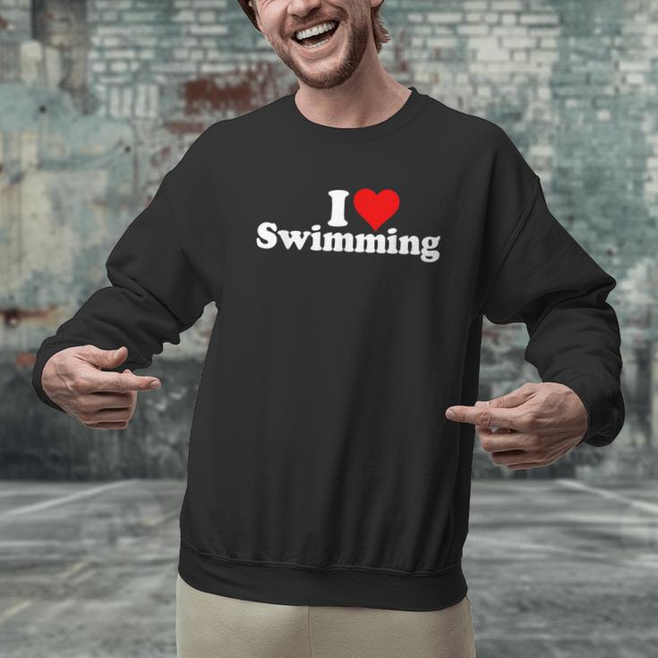 I LOVE HEART SWIMMING Men Graphic Sweatshirt
