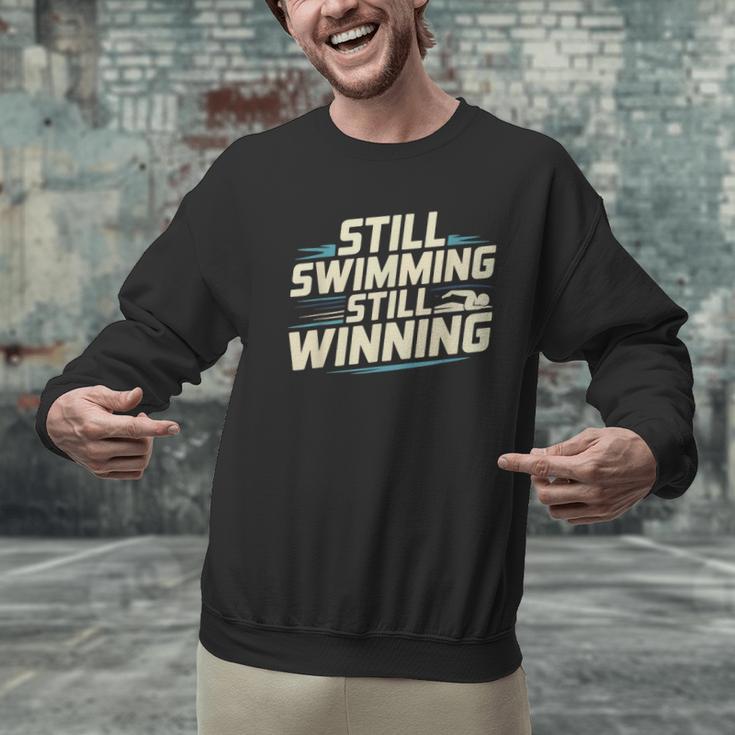 Masters Swimmer Still Swimming Competing Winning Adult Men Graphic Sweatshirt