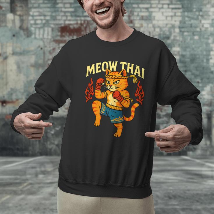 Meow Thai Muay Thai Cat Fighter Pun Dad Joke Men Graphic Sweatshirt Meow Thai Muay Thai Cat Fighter Pun Dad Joke Men Graphic Sweatshirt