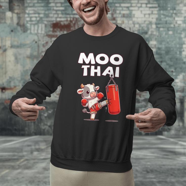 Moo Thai Muay Thai Cow Thai Boxing For Kids Muay Thai Men Graphic Sweatshirt