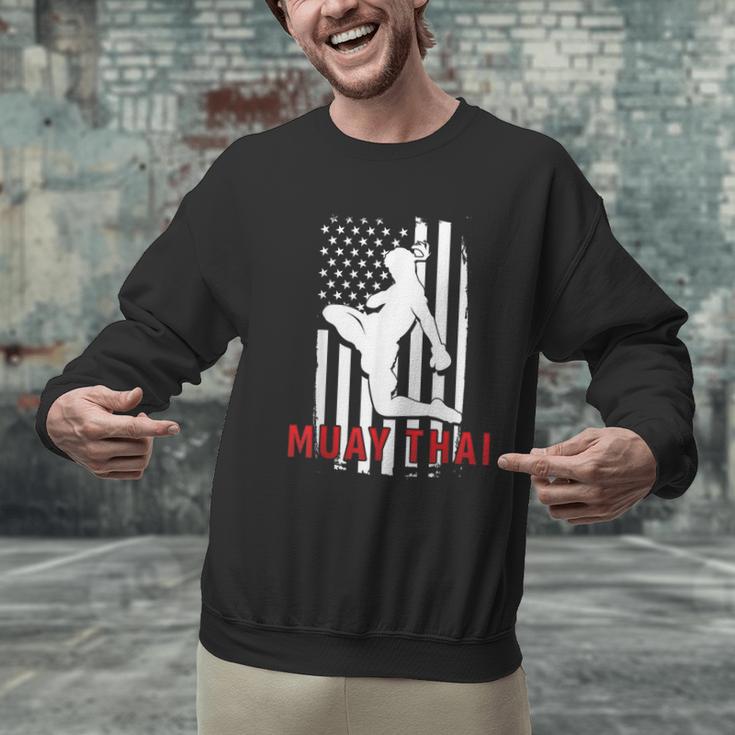 Muay Thai American Flag Fighter Patriotic Men Graphic Sweatshirt Muay Thai American Flag Fighter Patriotic Men Graphic Sweatshirt