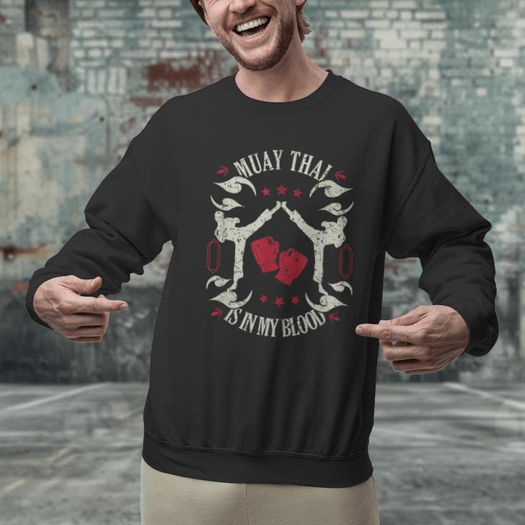 Muay Thai Is In My Blood Traditional Fighters Thai Boxing Men Graphic Sweatshirt