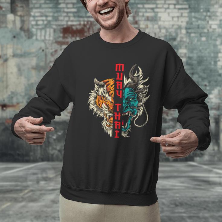 Muay Thai Thai Boxing Dragon Tiger Men Graphic Sweatshirt Muay Thai Thai Boxing Dragon Tiger Men Graphic Sweatshirt