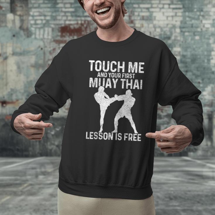 Muay Thai Boxing Kickboxing Your First Lesson Is Free Men Graphic Sweatshirt