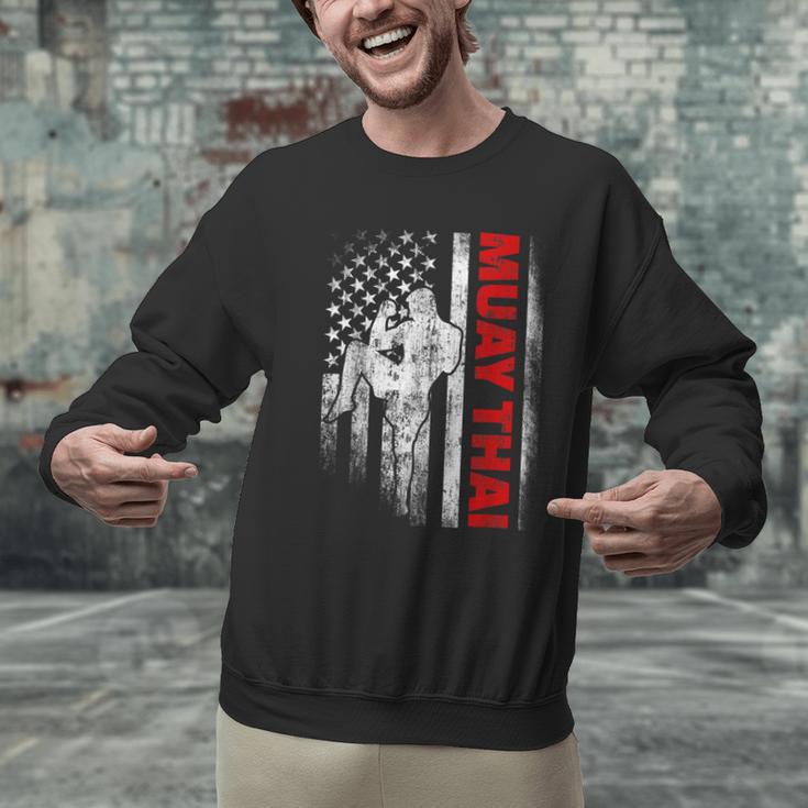 Muay Thai Boxing US American Flag Men Graphic Sweatshirt Muay Thai Boxing US American Flag Men Graphic Sweatshirt