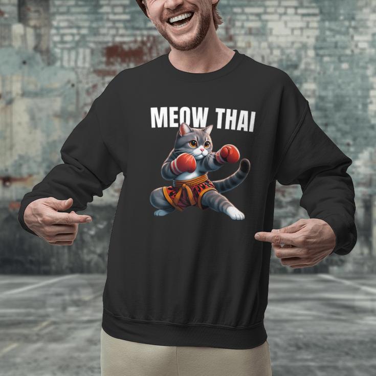 Muay Thai Cat Meow Thai Boxing Martial Art Kids Men Graphic Sweatshirt Muay Thai Cat Meow Thai Boxing Martial Art Kids Men Graphic Sweatshirt