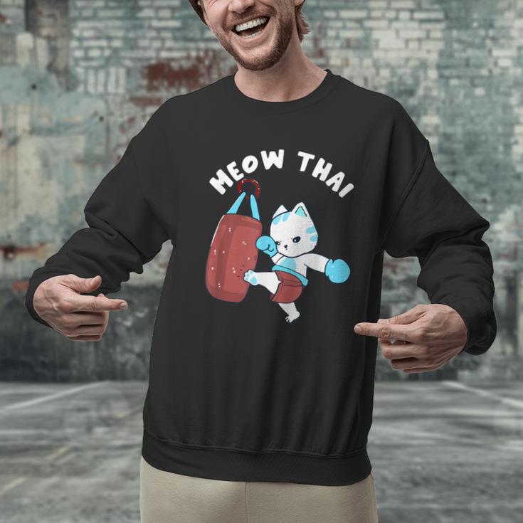 Muay Thai Cat Meow Thai Punch Bag Martial Arts Men Graphic Sweatshirt