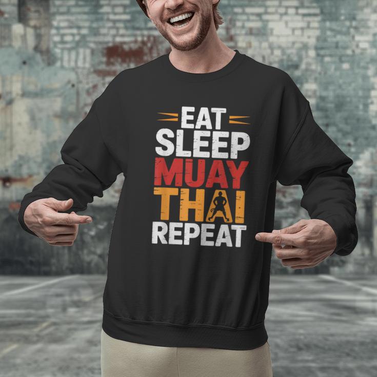 Muay Thai Fighter Eat Sleep Repeat Lifestyle Training Men Graphic Sweatshirt Muay Thai Fighter Eat Sleep Repeat Lifestyle Training Men Graphic Sweatshirt