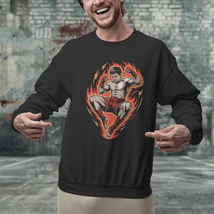 Muay Thai Fighter Teep Push Kick Minimal Line Art Clean Men Graphic Sweatshirt Muay Thai Fighter Teep Push Kick Minimal Line Art Clean Men Graphic Sweatshirt