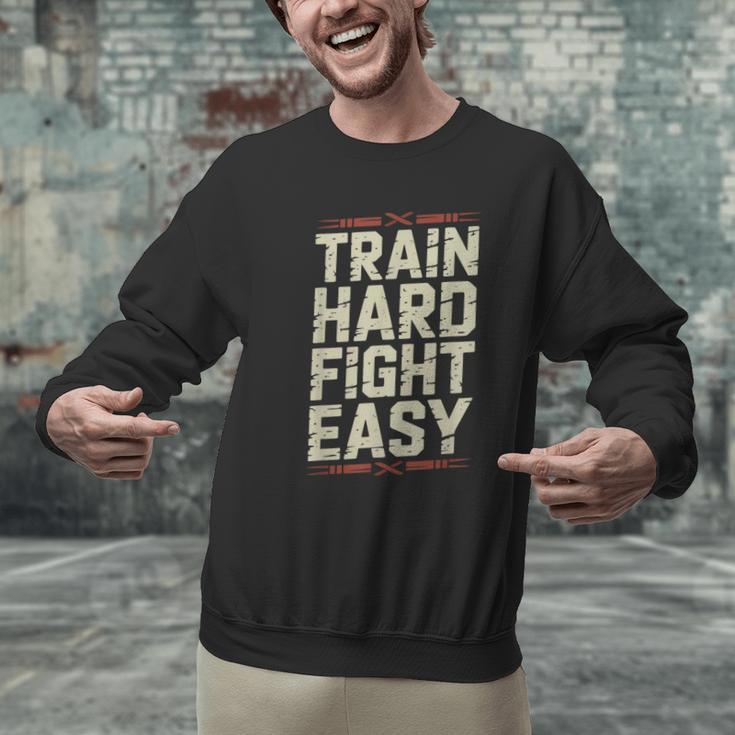 Muay Thai Fighter Train Hard Fight Easy Training Motivation Men Graphic Sweatshirt Muay Thai Fighter Train Hard Fight Easy Training Motivation Men Graphic Sweatshirt