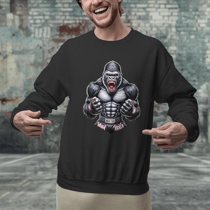 Muay Thai Gorilla Thai Boxing And Fighting Men Graphic Sweatshirt Muay Thai Gorilla Thai Boxing And Fighting Men Graphic Sweatshirt