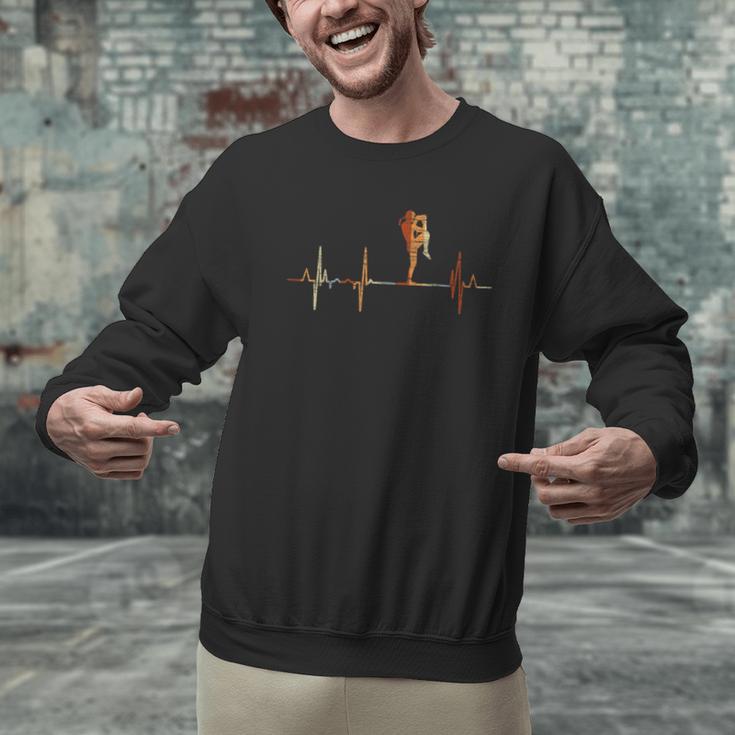 Muay Thai Heartbeat Vintage ECG Cardiogram Retro Men Graphic Sweatshirt Muay Thai Heartbeat Vintage ECG Cardiogram Retro Men Graphic Sweatshirt