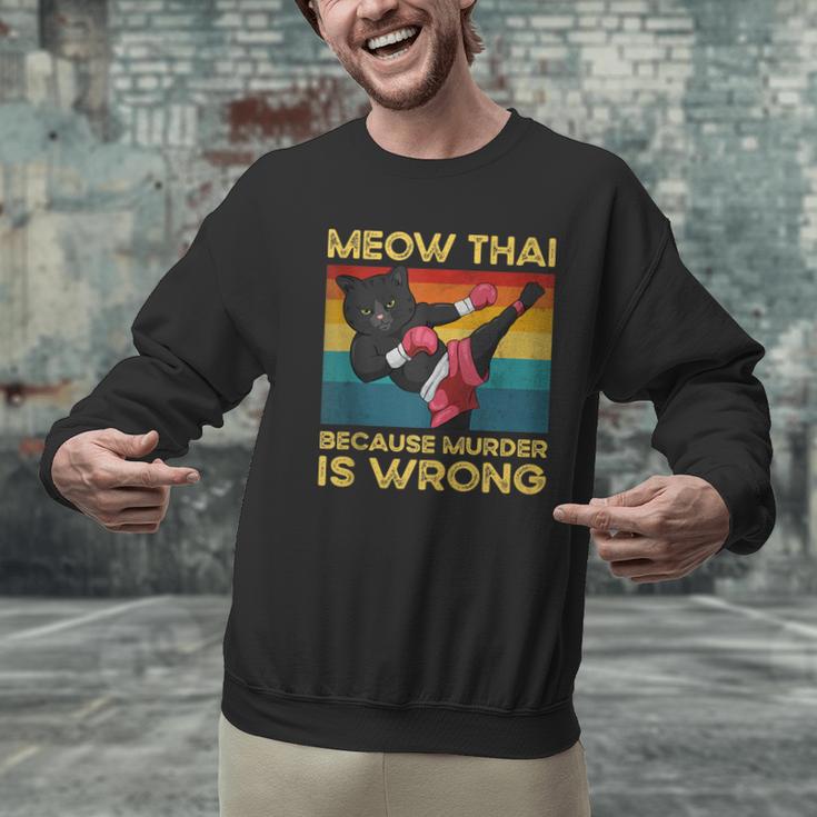 Muay Thai Because Murder Is Wrong Cat Meow Thai Men Graphic Sweatshirt Muay Thai Because Murder Is Wrong Cat Meow Thai Men Graphic Sweatshirt