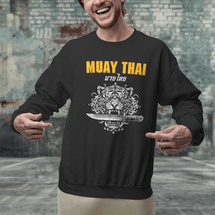 Muay Thai Sak Yant MMA Tattoo Tiger Lion Knife Martial Art Men Graphic Sweatshirt