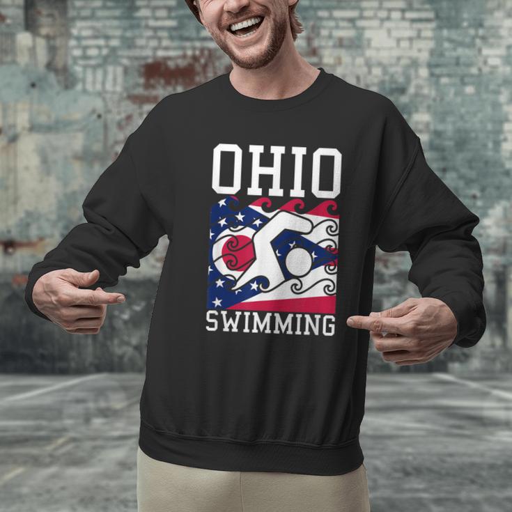 Ohio Flag Swimming Team Swim Swimmer US State Men Graphic Sweatshirt