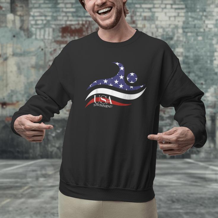 Patriotic American Flag Floating USA Swimming Team Men Graphic Sweatshirt Patriotic American Flag Floating USA Swimming Team Men Graphic Sweatshirt