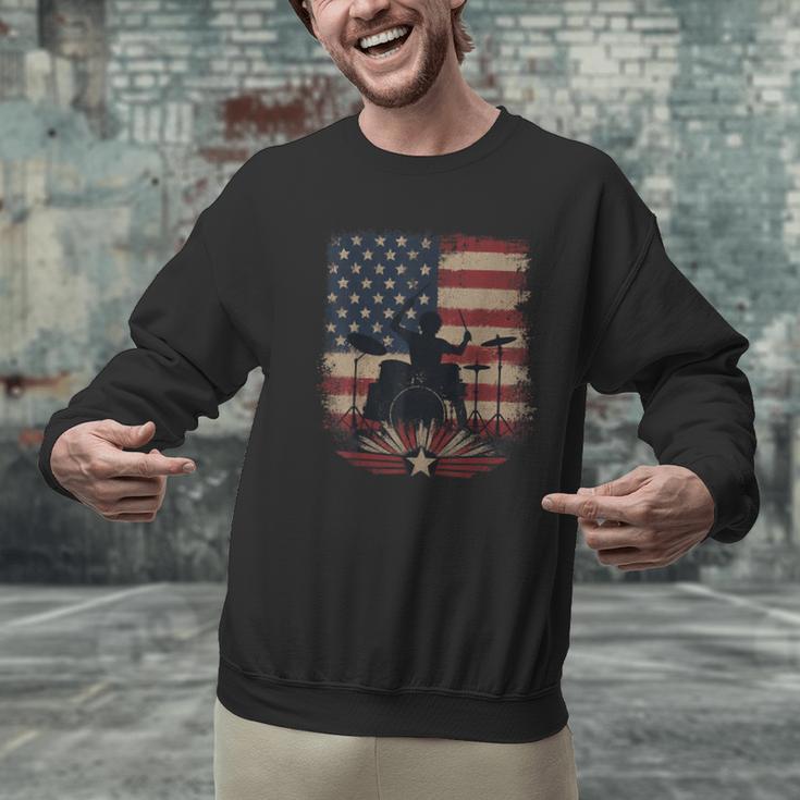 Patriotic Drum Kit Silhouette American Flag Men Graphic Sweatshirt Patriotic Drum Kit Silhouette American Flag Men Graphic Sweatshirt