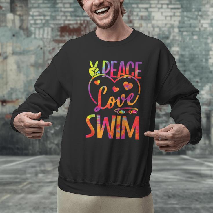 Peace Love Swim Swimming Tie Dye Swimmer Swimming Swim Team Men Graphic Sweatshirt