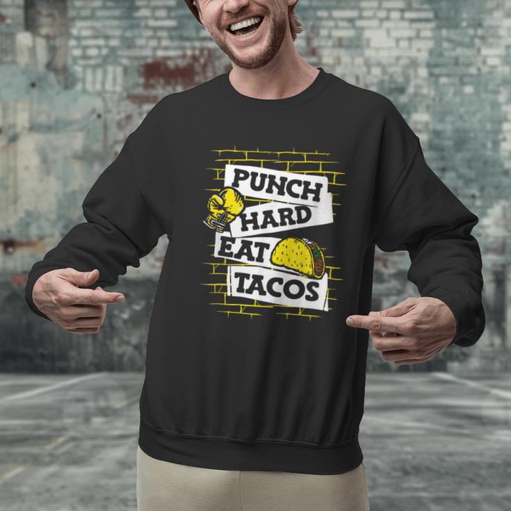 Punch Hard Eat Tacos Professional Boxer Muay Thai Boxing Men Graphic Sweatshirt