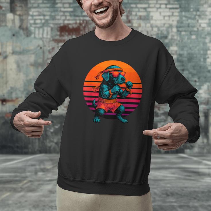 Retro Dog With Gloves Muay Thai Fighter Men Graphic Sweatshirt Retro Dog With Gloves Muay Thai Fighter Men Graphic Sweatshirt