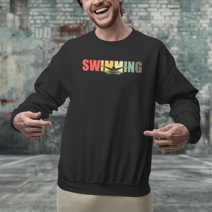 Retro Swimming Vintage Swimming Swimmer Men Graphic Sweatshirt Retro Swimming Vintage Swimming Swimmer Men Graphic Sweatshirt