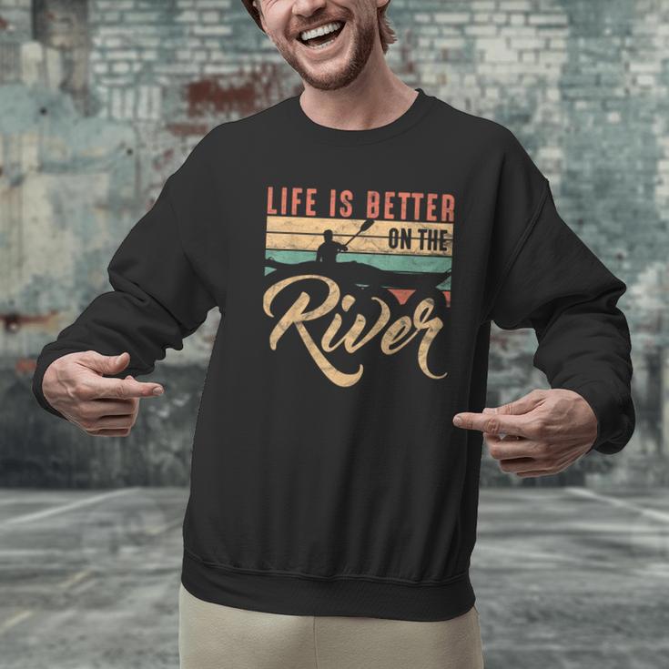 Rowing Canoe Kajak Life Is Better On The River Men Graphic Sweatshirt