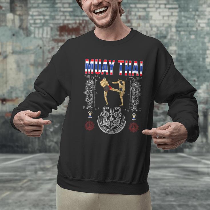 Sawadee Thai Traditional Sak Yant Thai Twin Tiger Muay Thai Men Graphic Sweatshirt