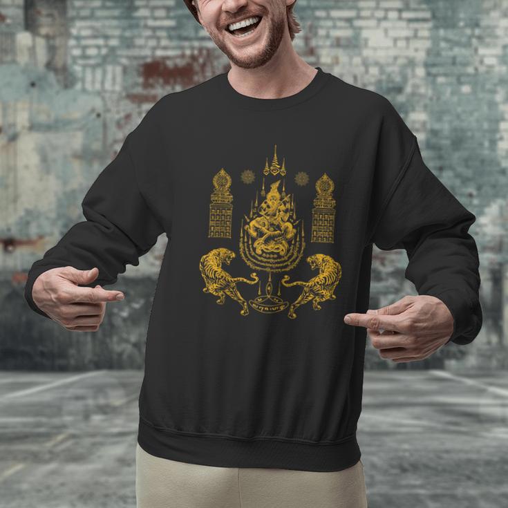 Sawadee Thai Traditional Sak Yant Thai Twin Tigers Muay Thai Men Graphic Sweatshirt Sawadee Thai Traditional Sak Yant Thai Twin Tigers Muay Thai Men Graphic Sweatshirt