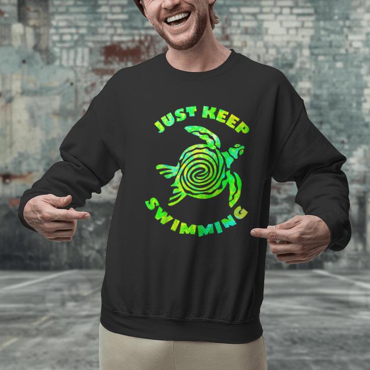 Sea Turtle Just Keep Swimming Ocean Beach Vacation Men Graphic Sweatshirt Sea Turtle Just Keep Swimming Ocean Beach Vacation Men Graphic Sweatshirt