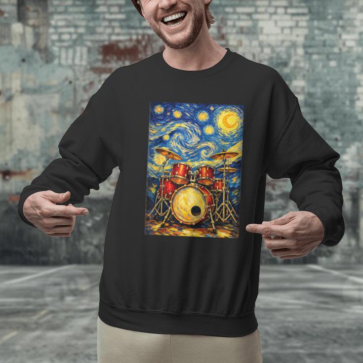 Starry Night Drum Kit Van Gogh Style Art Men Graphic Sweatshirt Starry Night Drum Kit Van Gogh Style Art Men Graphic Sweatshirt