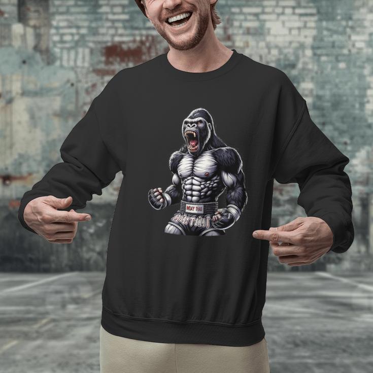 Strong Muay Thai Gorilla Thai Boxing And Fighting Men Graphic Sweatshirt