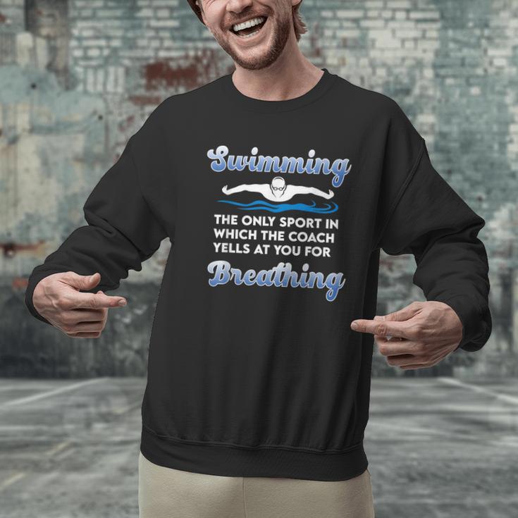 Swim Team Swimming Coach Quote Swim Breathing Joke Men Graphic Sweatshirt Swim Team Swimming Coach Quote Swim Breathing Joke Men Graphic Sweatshirt