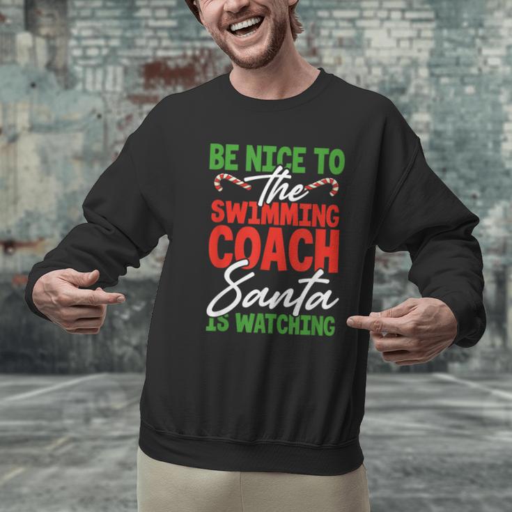 Swimming Coach Christmas Xmas Swimming Santa Men Graphic Sweatshirt