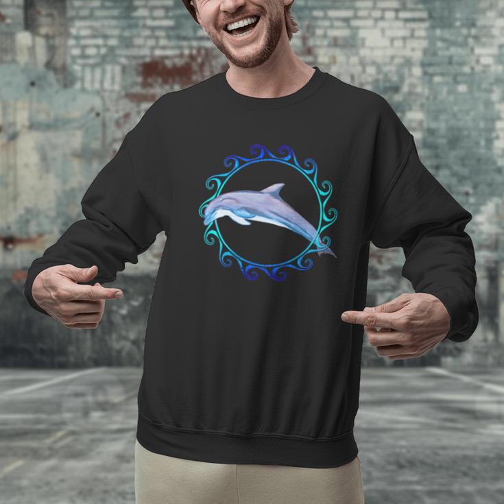 Swimming Dolphin Maori Sun Tribal Waves 2-Sided Men Graphic Sweatshirt Swimming Dolphin Maori Sun Tribal Waves 2-Sided Men Graphic Sweatshirt