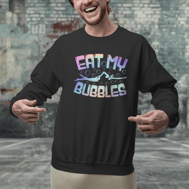 Swimming Eat My Bubbles Swim Watercolour Men Graphic Sweatshirt