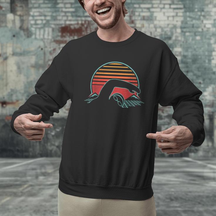 Swimming Retro Vintage 80s Style Swimmer Men Graphic Sweatshirt Swimming Retro Vintage 80s Style Swimmer Men Graphic Sweatshirt