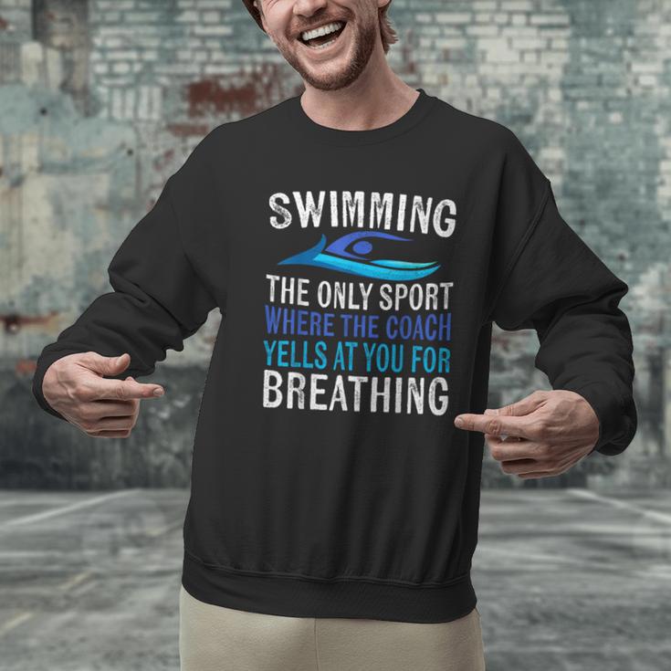 Swimming Only Sport Where The Coach Swimmer Swim Team Men Graphic Sweatshirt