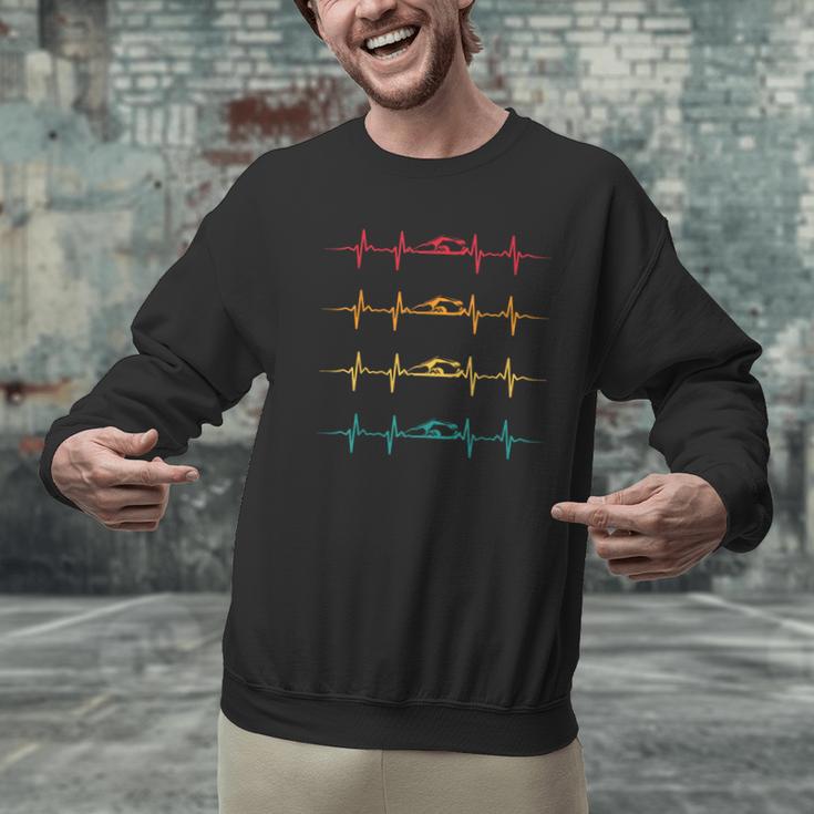 Swimming Swimmer Heartbeat Vintage Men Boys Women Swim Lover Men Graphic Sweatshirt Swimming Swimmer Heartbeat Vintage Men Boys Women Swim Lover Men Graphic Sweatshirt