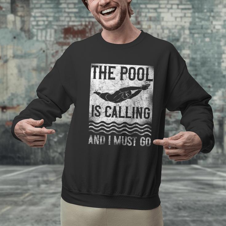 Swimming Swimmer Swim The Pool Is Calling Vintage Men Graphic Sweatshirt Swimming Swimmer Swim The Pool Is Calling Vintage Men Graphic Sweatshirt