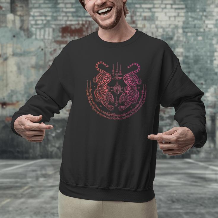 Thai Tattoo Twin Tiger Sak Yant Muay Thai Thailand Graphic Men Graphic Sweatshirt