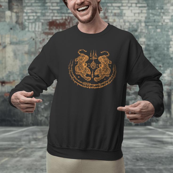 Twin Tiger Sak Yant Tattoo Muay Thai Thai Martial Arts Men Graphic Sweatshirt Twin Tiger Sak Yant Tattoo Muay Thai Thai Martial Arts Men Graphic Sweatshirt