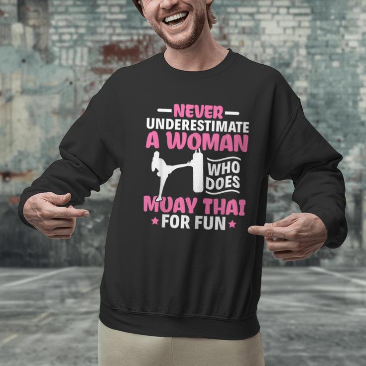 Never Underestimate A Woman Thai Boxing Muay Thai Fighter Men Graphic Sweatshirt Never Underestimate A Woman Thai Boxing Muay Thai Fighter Men Graphic Sweatshirt