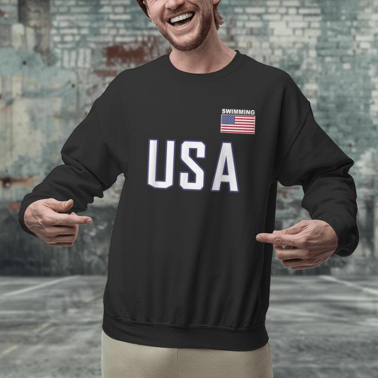 USA Flag Swim Swimming Sport Practice Equipment Men Women Men Graphic Sweatshirt
