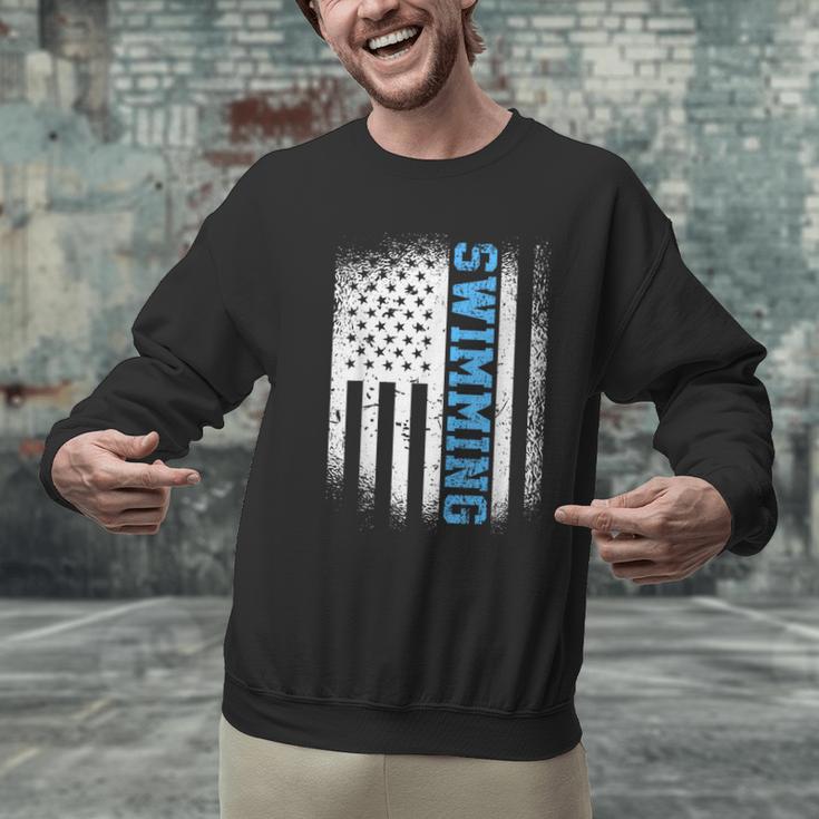 USA Flag Swimming Swim American Swimmer Men Graphic Sweatshirt USA Flag Swimming Swim American Swimmer Men Graphic Sweatshirt