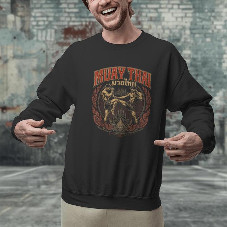 Vintage Muay Thai Bangkok Thailand Thai Boxing Art Men Graphic Sweatshirt