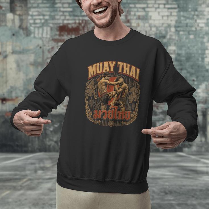 Vintage Muay Thai Thai Boxing Nak Muay Fighter Art Men Graphic Sweatshirt