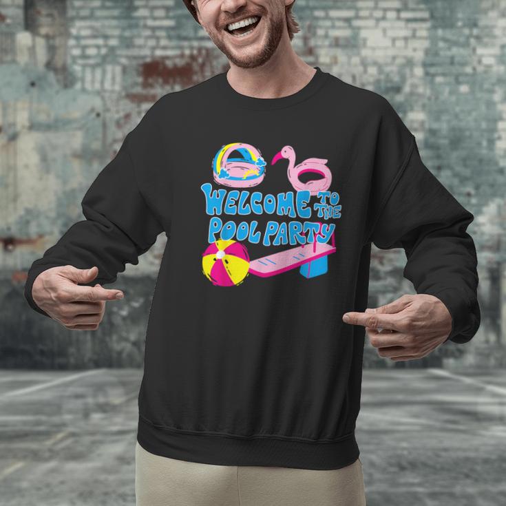 Welcome To The Pool Party Birthday Summer Family Swimming Men Graphic Sweatshirt Welcome To The Pool Party Birthday Summer Family Swimming Men Graphic Sweatshirt