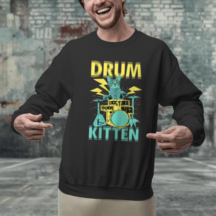 Women's Cute Drummer Cat Drum Kitten Men Graphic Sweatshirt